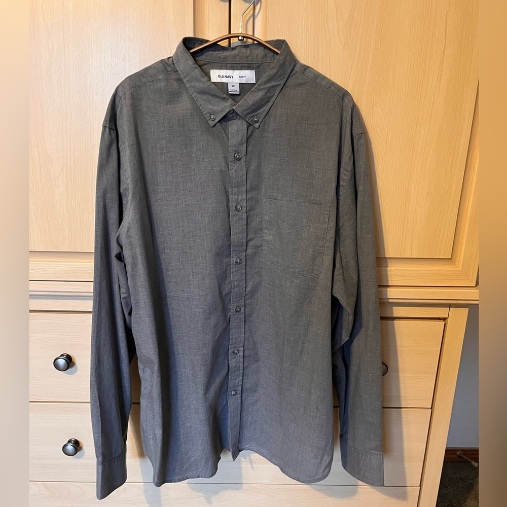 Old Navy Men's Charcoal Button-Down Shirt, XXL